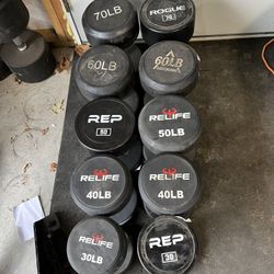 40-70lb Rubber Dumbbell Set 500lbs Total