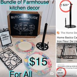 $15 For All Farmhouse Kitchen decor,paper towels holder, napkins holder,plates,wall decor,frame