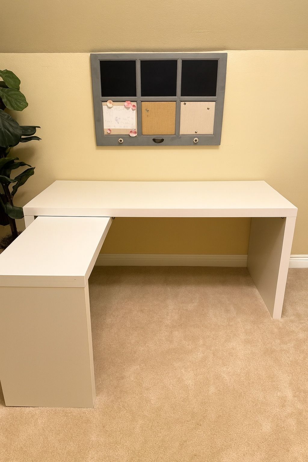 IKEA White Malm L Shaped Desk