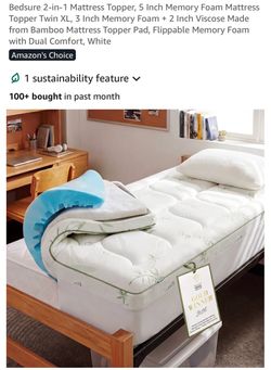 Bedsure 2-in-1 Memory Foam Mattress Topper Twin XL