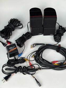 Bose Acoustimass Redline Double Cube Speakers Set Cords UNTESTED AS-IS SCRATCHES