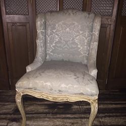 Vintage French Parlor/Accent Chair Damask Fabric