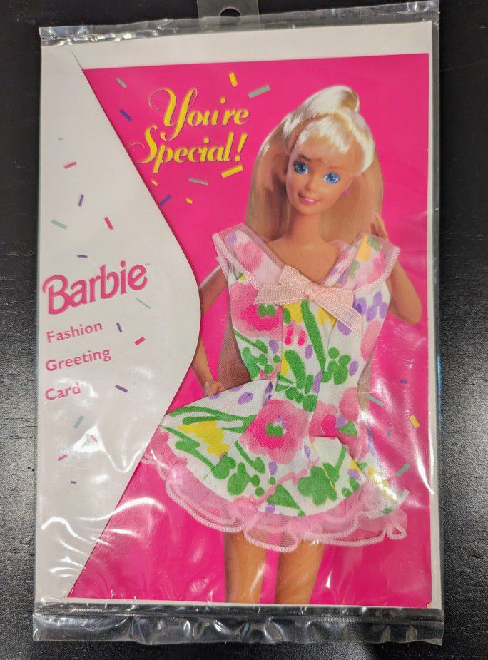 Barbie Fashion Greeting Card -You're Special! Floral Dress 1994 New Vintage Mattel