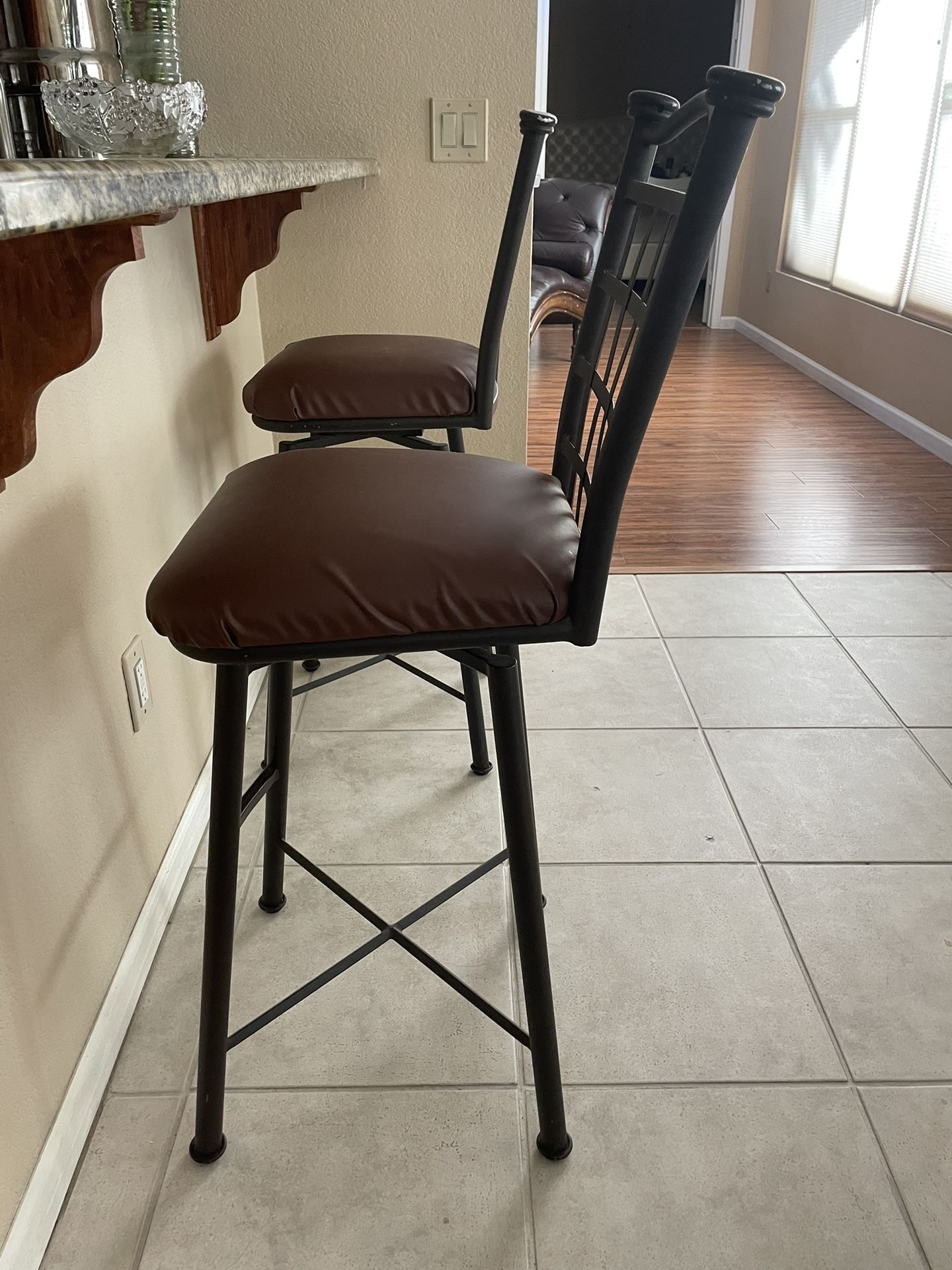 Leather Bar stool with backrest