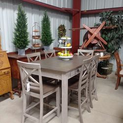 Counter Height Farmhouse Style Kitchen Table Set 