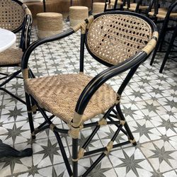 Rattan Bistro Dining Chairs – Black Frame | 13 Available 