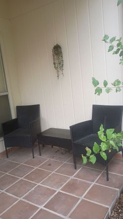 Black Wicker Patio Bistro Set 3-Piece