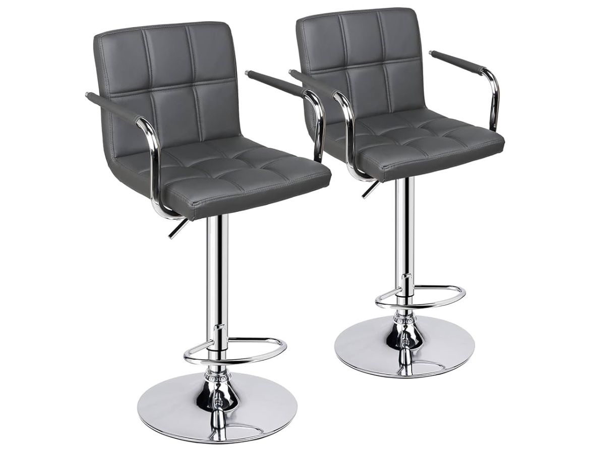 Leopard Adjustable Bar Stools with Armrest, Square Back Swivel Double Stitching with Back Bar Stool,