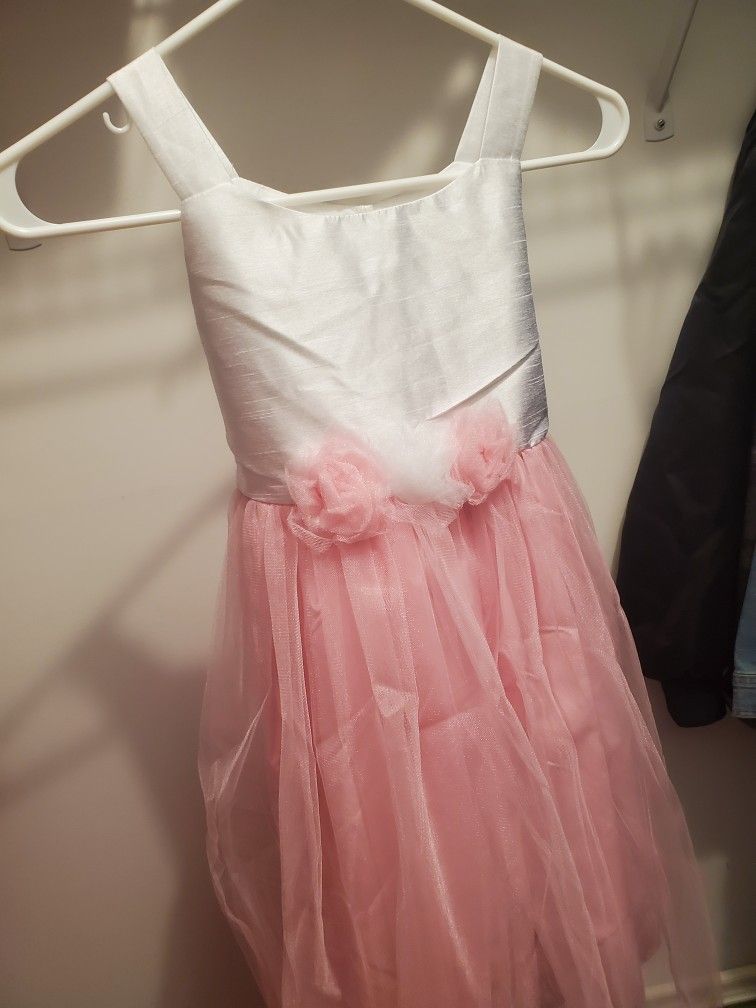 Pink And White Girls Tulle Dress