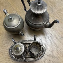 Tea Set Silver On Copper 
