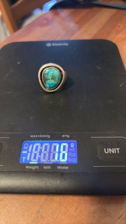 Large Gem Stone Sterling Silver Western Ring .925