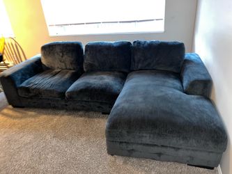 Dark Grey Velvet Sectional Sofa with Storage Chaise