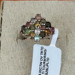 Tourmaline Cluster Ring 