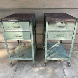Tool Carts (2) Vintage Industrial Nightstands