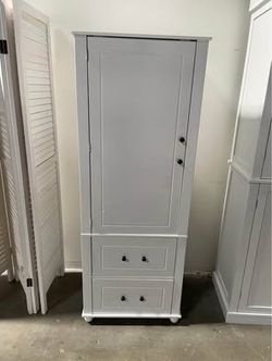 Minor Crack Assembled New Bathroom Storage Cabinet with Door and Shelves Kitchen Pantry Linen