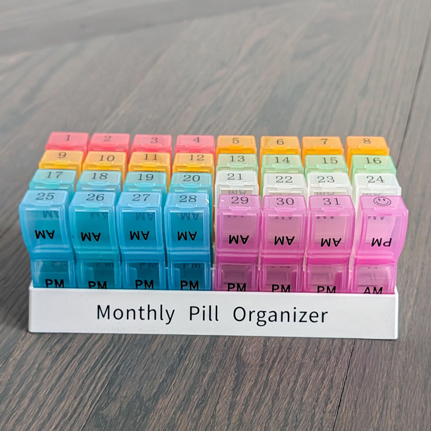 Monthly Pill Organizer 2 Times a Day - 31 Days, Rainbow
