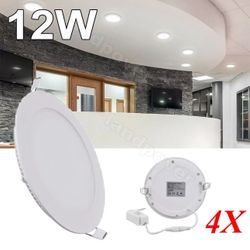 4X 12W 6" Round Cool White LED Recessed Ceiling Panel Light Bulb Lamp Fixture
