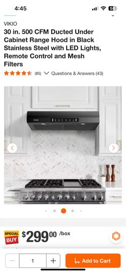 VIKIO 30 in. 500 CFM Ducted Under Cabinet Range Hood in Black Stainless Steel with LED Lights, Remote Control and Mesh Filters