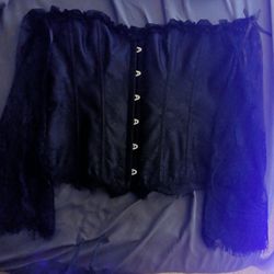 XXL(14) Black Sleeve Corset Shapewear Top