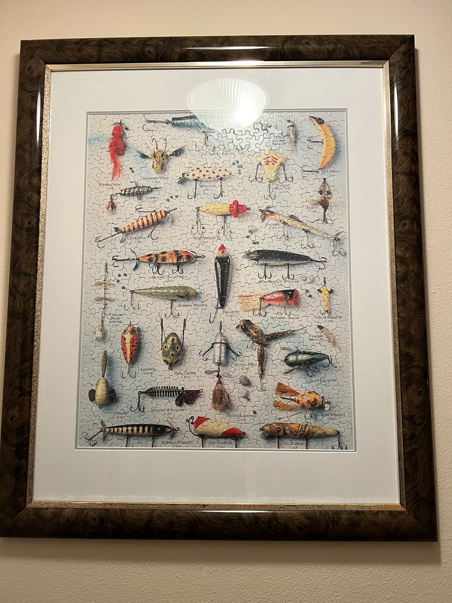 Picture Framed “Lures Of Long Ago” 33x27” Puzzle Picture 