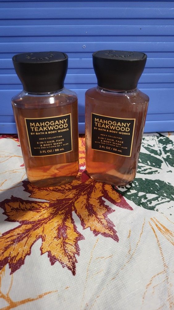 Two Bath & Body Works Mahogany Teakwood 3-in-1 Wash - Black and Brown