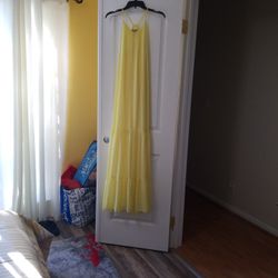 Yellow H & M Chiffon Flowy Summer Dress Size 4