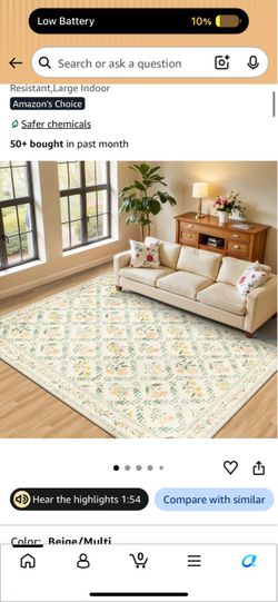 Floral washable rug
