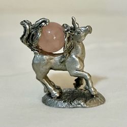 vintage 1993 Comstock Pewter miniature unicorn figurine, designed by renowned fantasy artist Greg Neeley.