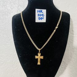 14K Solid Gold Chain and Pendant For Wedding 20Gr 24 Inches Long 