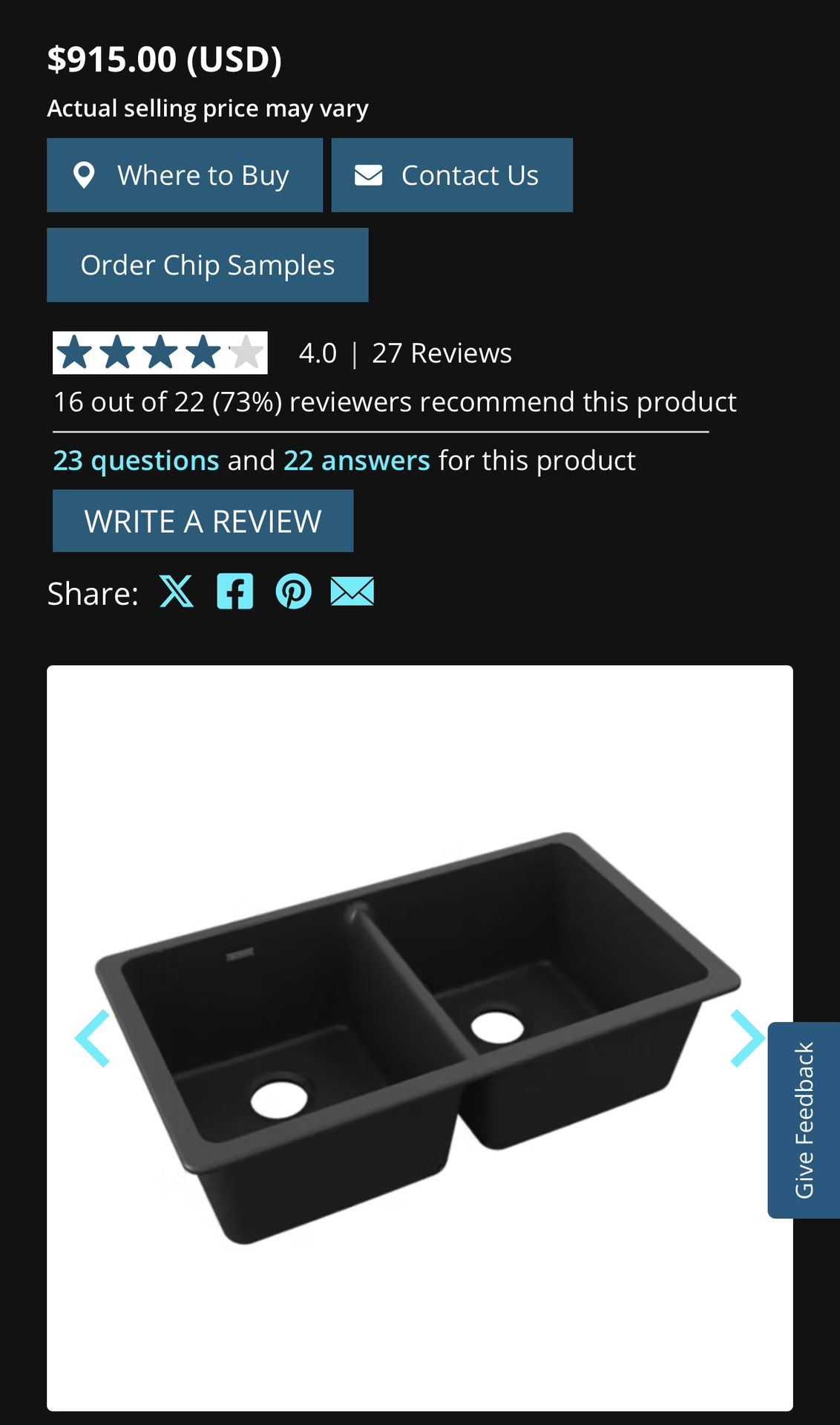 ELGU3322BK0 Quartz ClassicEqual Double Bowl Undermount Sink Black
