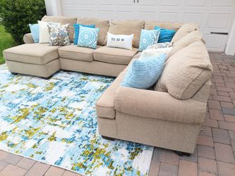 Beige Oversized U Sectional Sofa
