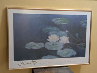 Framed Claude Monet Artwork 37"x25" - Nymphéas Water Lilies (1995 Vintage)
