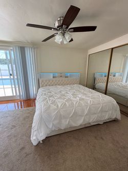 KING Bedframe & Mattress with LED Storage Headboard