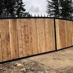 Driveway Gate 20’x6’ Steel And Cedar