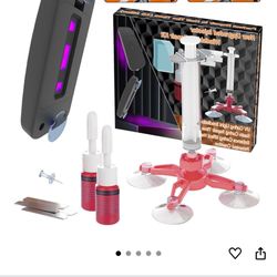 Brennenstuhl Windshield Repair Kit for Chips and Cracks, Rock Chip Repair Kit Windshield, Car Windshield Crack Repair Kit to Repair Scratches (Pink)