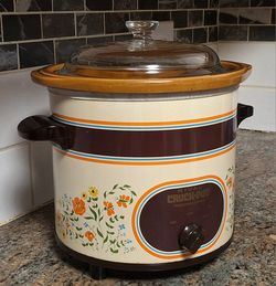 VINTAGE RIVAL CROCK-POT SLOW COOKER - FLORAL - TESTED 