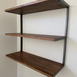 West Elm L-Beam Tiered Industrial Wood & Metal Wall Shelve