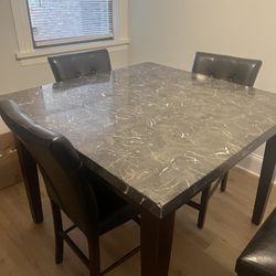 High Top Marble Table With 4 Chairs