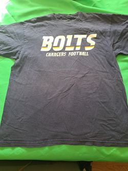 NFL Reebock  Chargers BOLTS T-shirt Size L Good Shape=13$ Lowering Price To10$$