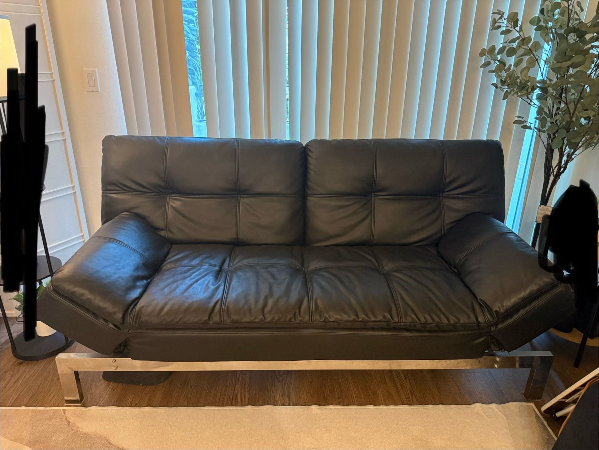 Black leather futon