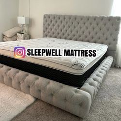 New King Bed Frame With Mattress 