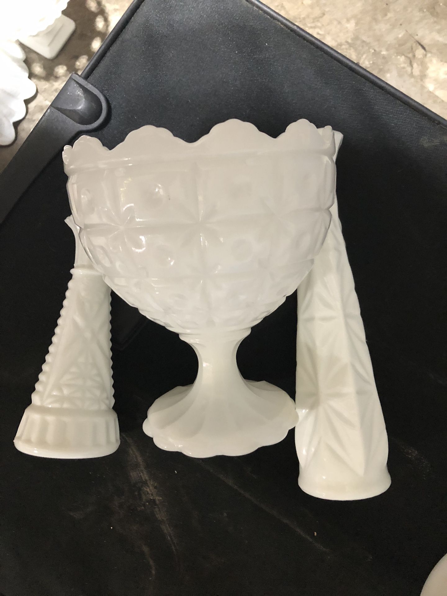 3 Pieces Milk Glass