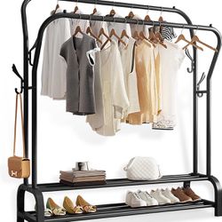 TORIBIO Clothing Garment Rack Double Rods With Shelves