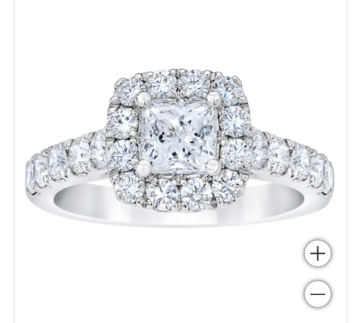Princess Cut Natural Diamond Halo Engagement Ring