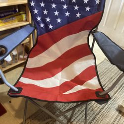American flag pole on the chair