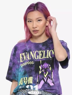 Neon Genesis Evangelion EVA Test Type Unit 01 Tie-Dye Girls Crop T-Shirt