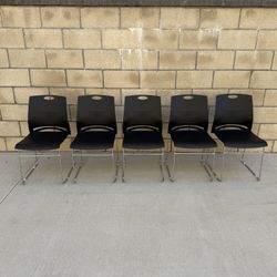 NEW BLACK (5-Pack) Stackable Waiting Room Chairs Church Guest Chairs w/Sled Base **FIRM PRICE**