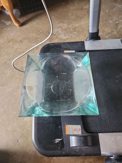 handmade Spanish art glass platter or tray, possibly recycled.
