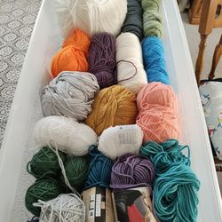 Yarn. Large Lot. Destashing Acrylic. Top White Is Huge . Tote Not Included
