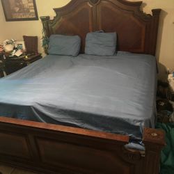 Queen Sized Bedframe & Two Single Sized Mattresses 